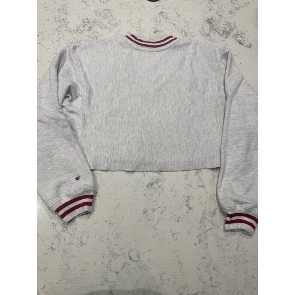 Champion Reverse Weave Alabama Crimson Tide Cropped V-Neck Sweatshirt Gray Small - Picture 11 of 11